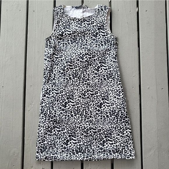 Love Moschino Black White Animal Leopard Print Sleeveless Cotton Shift‎ Dress 2 - Picture 1 of 5